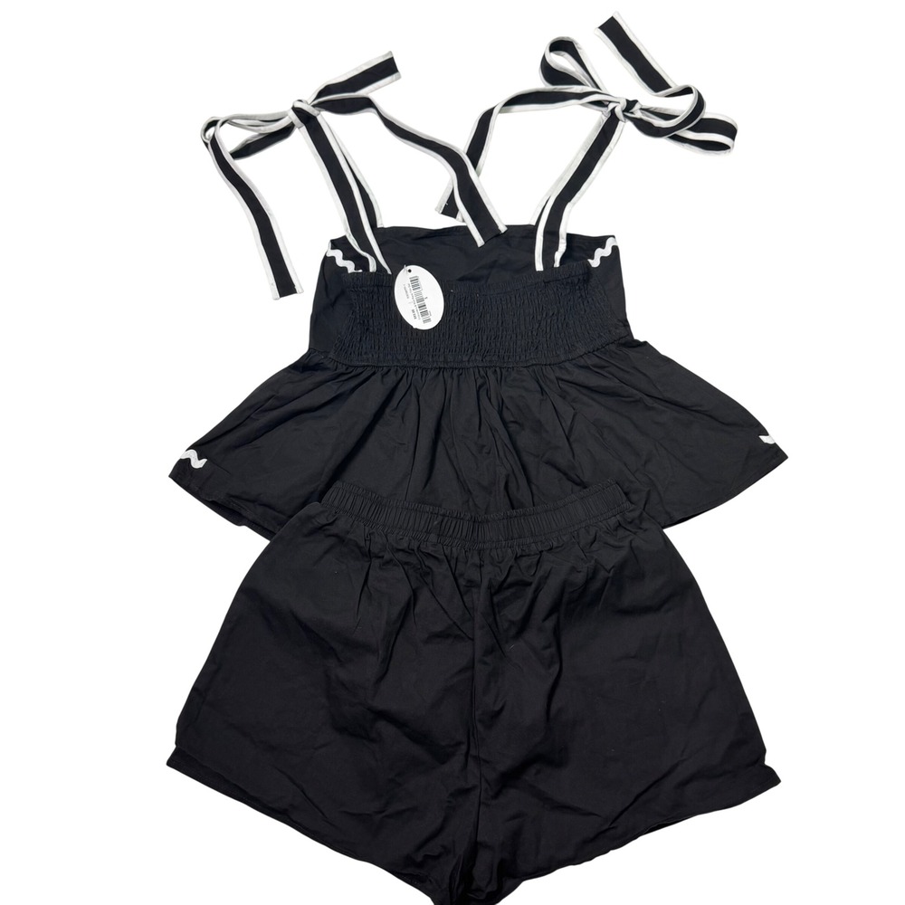 GAME DAY RICK RACK EMBROIDERED 2 PIECE SET Black Size Small NWT Football Sports - Picture 3 of 8